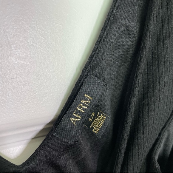 New AFRM Mooni Ribbed Double V-neck Sleeveless Bodysuit In Black Size Small - Picture 7 of 11